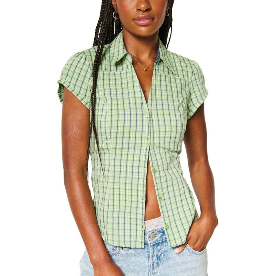 Hollister Shirts Matcha Plaid Lapel