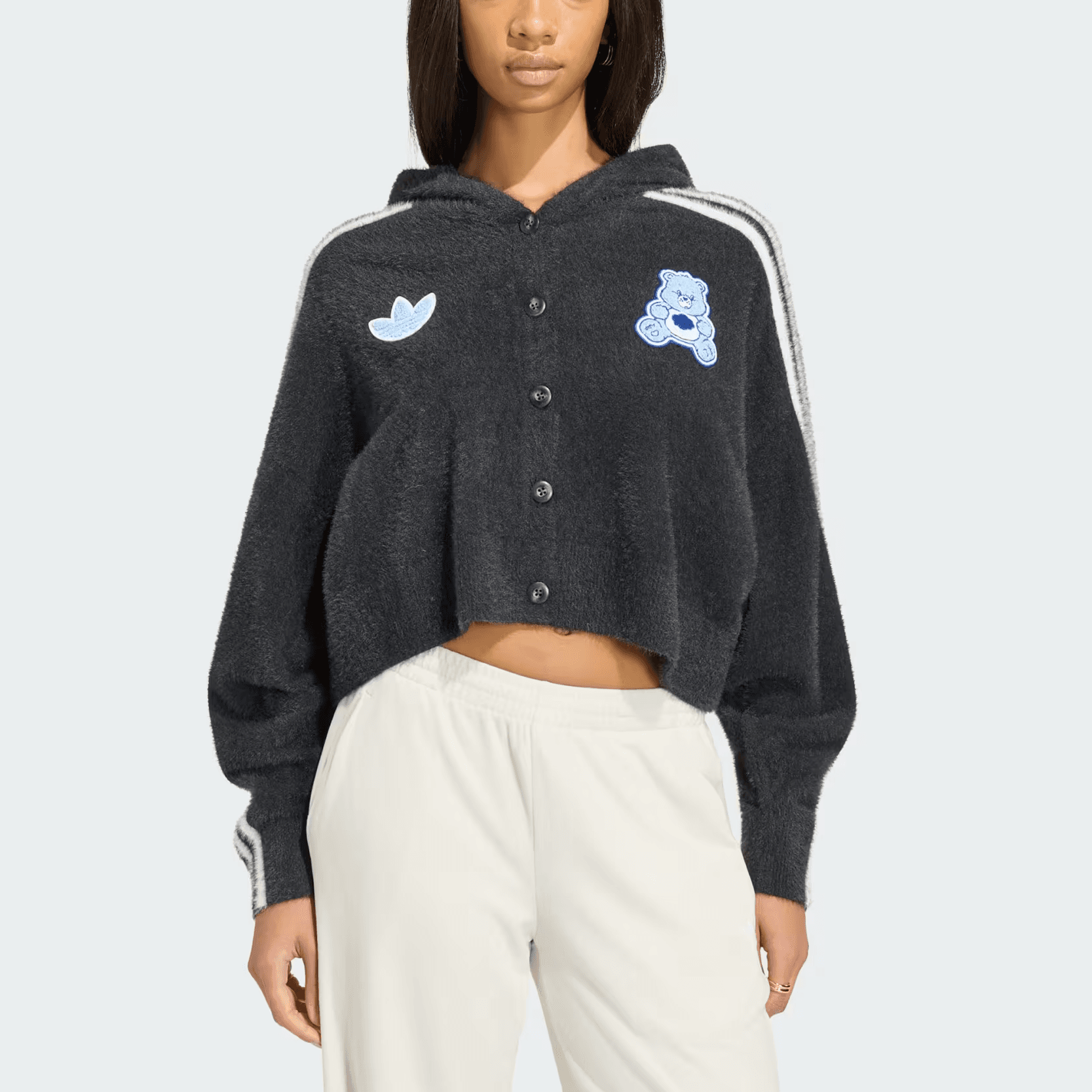 Adidas Originals X CARE BEARS CARDIGAN Fleece Jackets Black Hooded (Nondetachable) Moderate