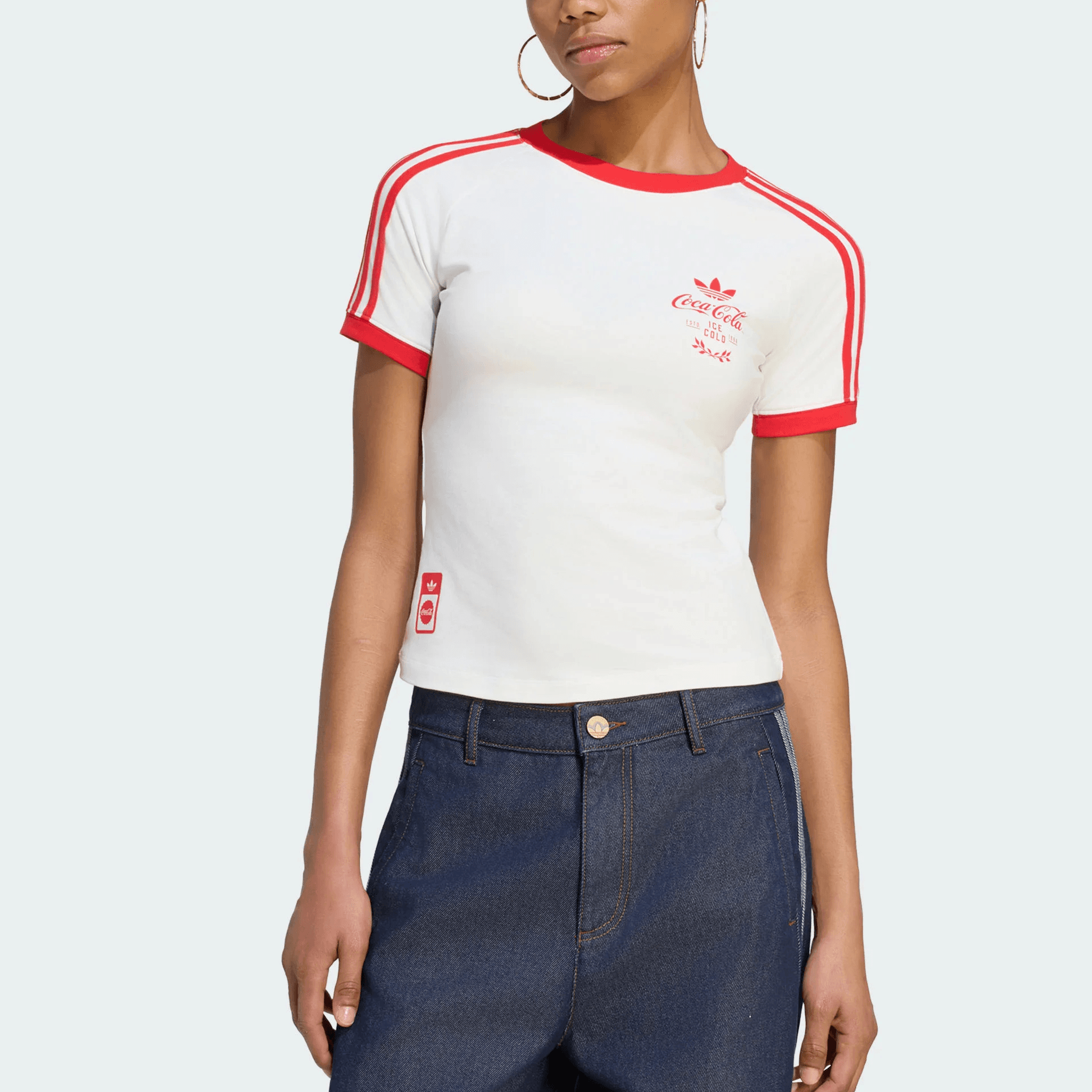 Adidas Originals X CocaCola TShirts Bright White Crew Neck Moderate Nippedin Waist