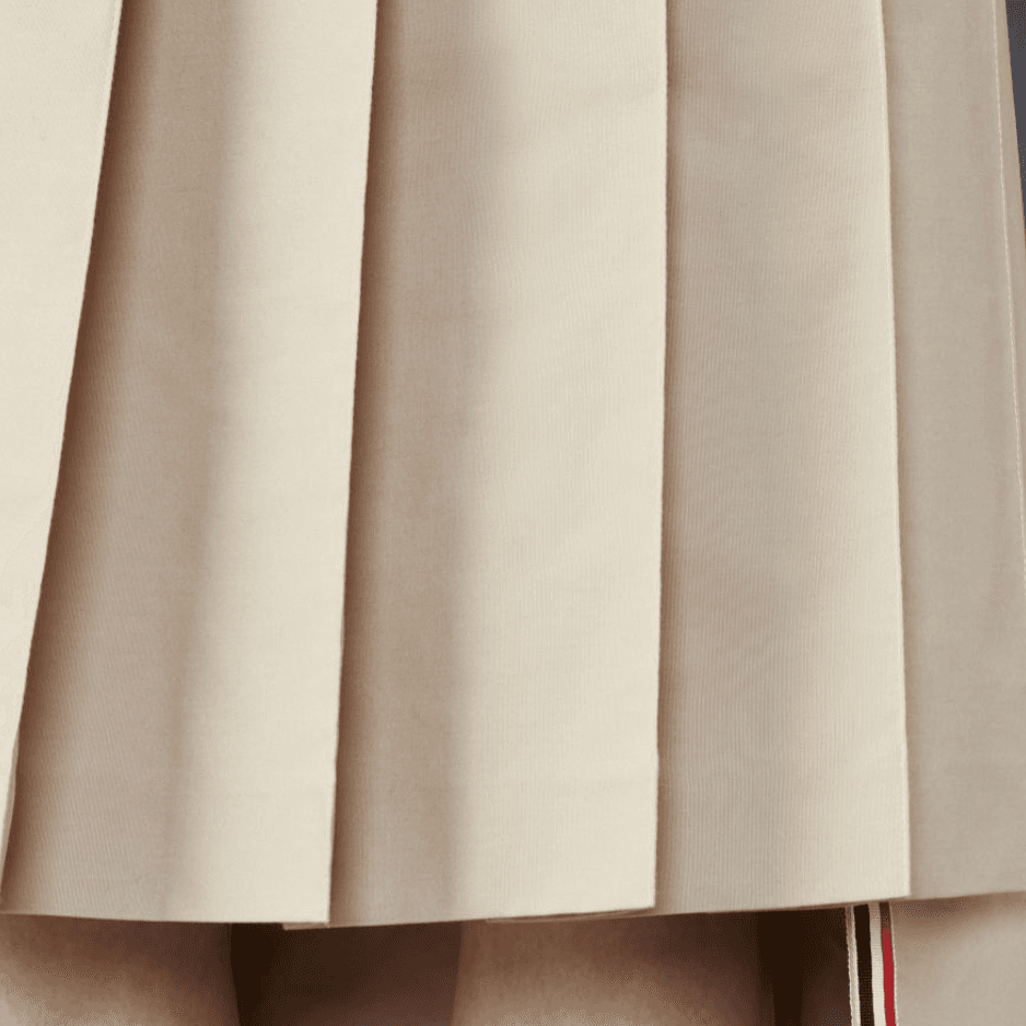 THOM BROWNE RWB Tab High Hem Pleated Midi Skirt