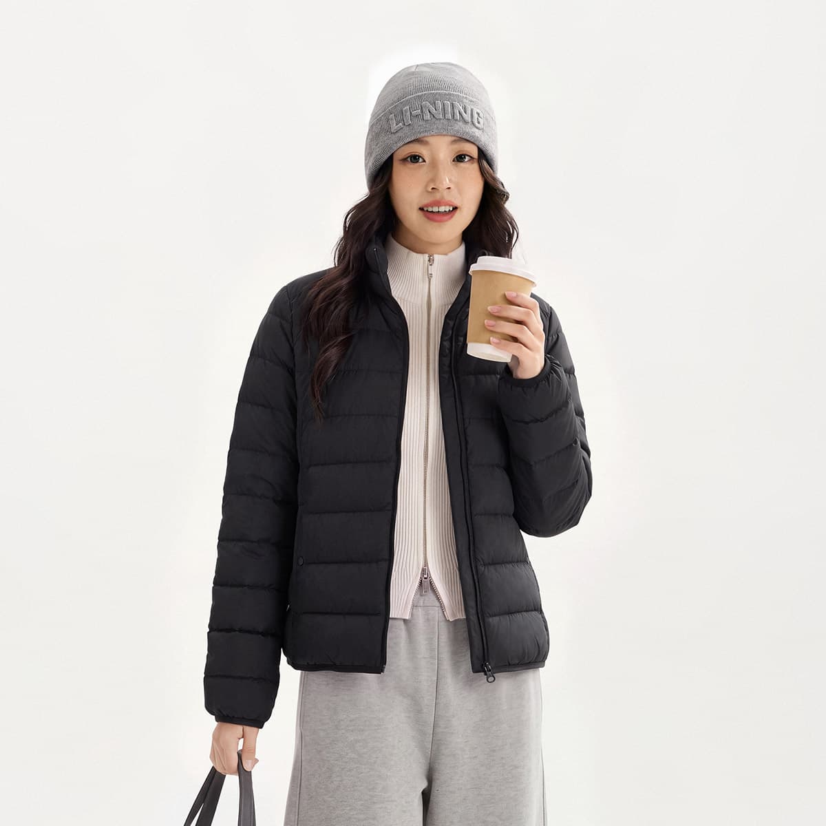 LiNing Down Jackets Black Stand Collar Moderate