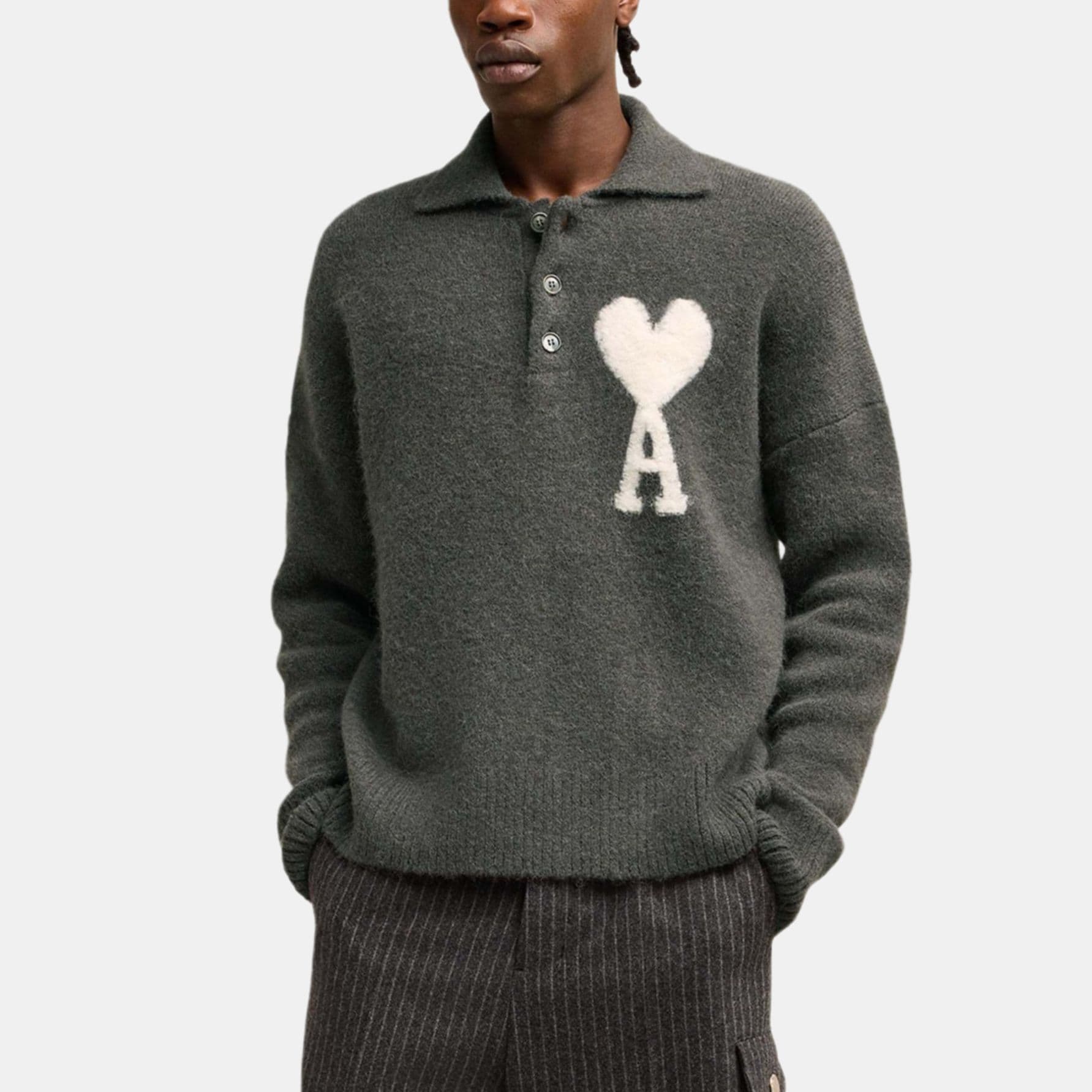 AMIPARIS Paris Ami De Coeur Knit Polo Sweater
