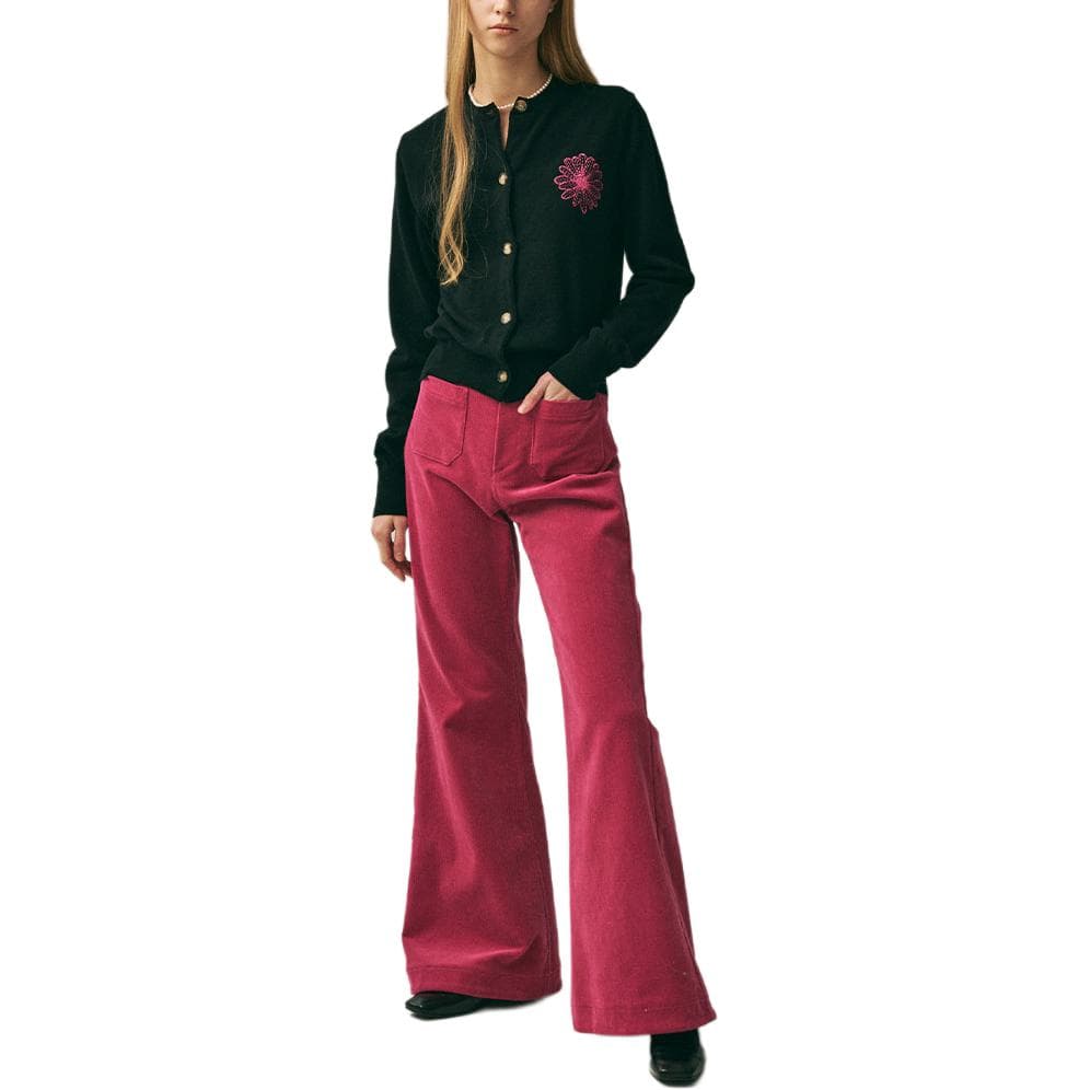 MARDI MERCREDI FW25 RACCOON BLENDED CARDIGAN ROUND NECK_BLACK FUCHSIA Knitwear