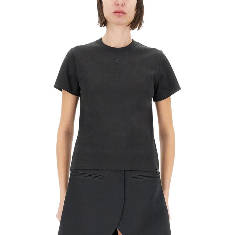 Courrèges Logo Patch Crewneck T Shirt