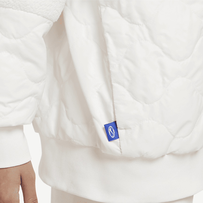Nike Velvet Jackets Light Ivory White Stand Collar Moderate