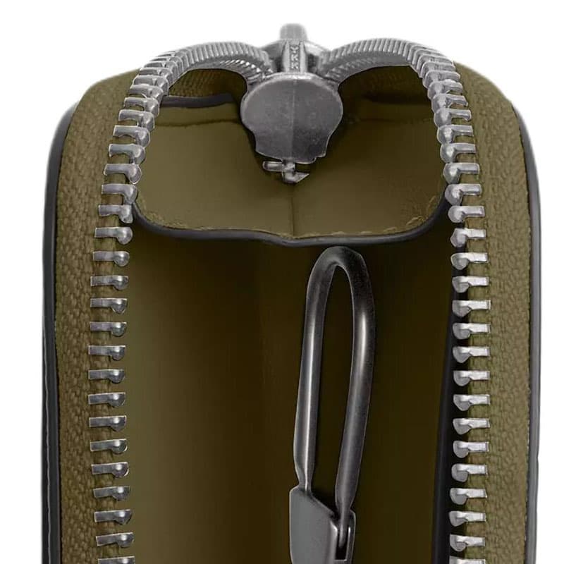 COACH L Zip Polished Pebbled Key Pouch Mini Olive Green