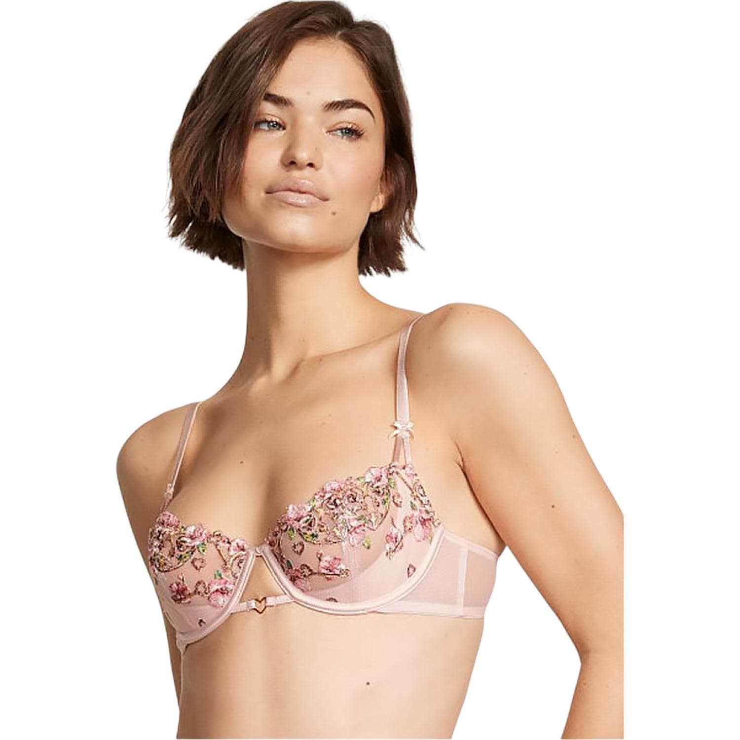 Victoria's Secret Bra Light Pink Floral Embroidery