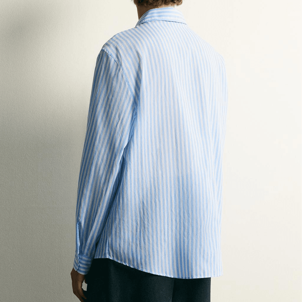ZARA Shirts Blue/White Lapel Moderate