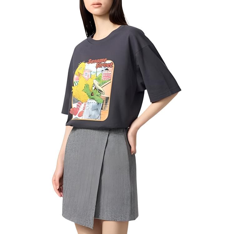 UNIQLO X SESAME STREET Sesame Street Collaboration TShirts Dark Gray Crew Neck