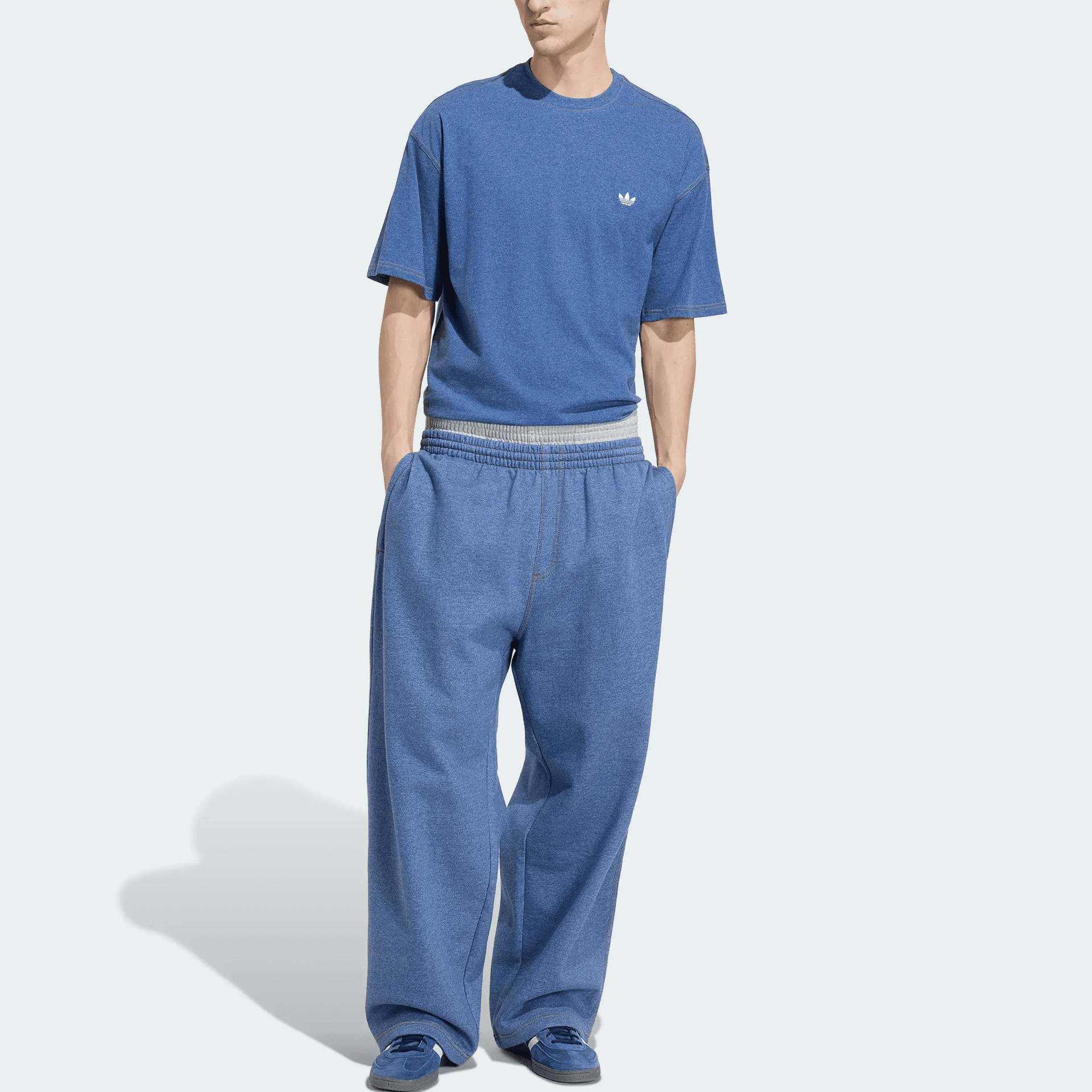 Adidas Originals ESSENTIALS TShirts Dark Blue Crew Neck Moderate Straight Fit