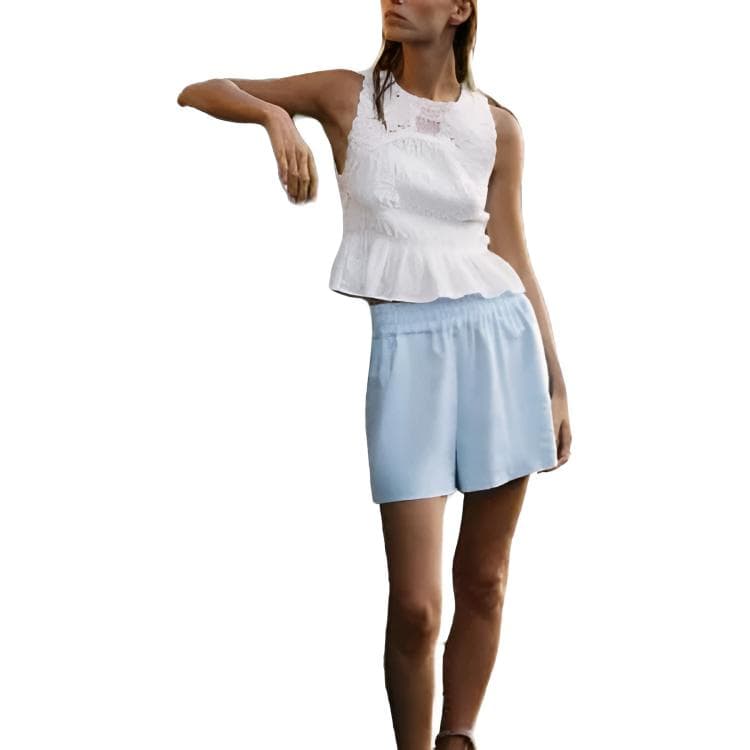 ZARA Tank Tops White Crew Neck Moderate Other