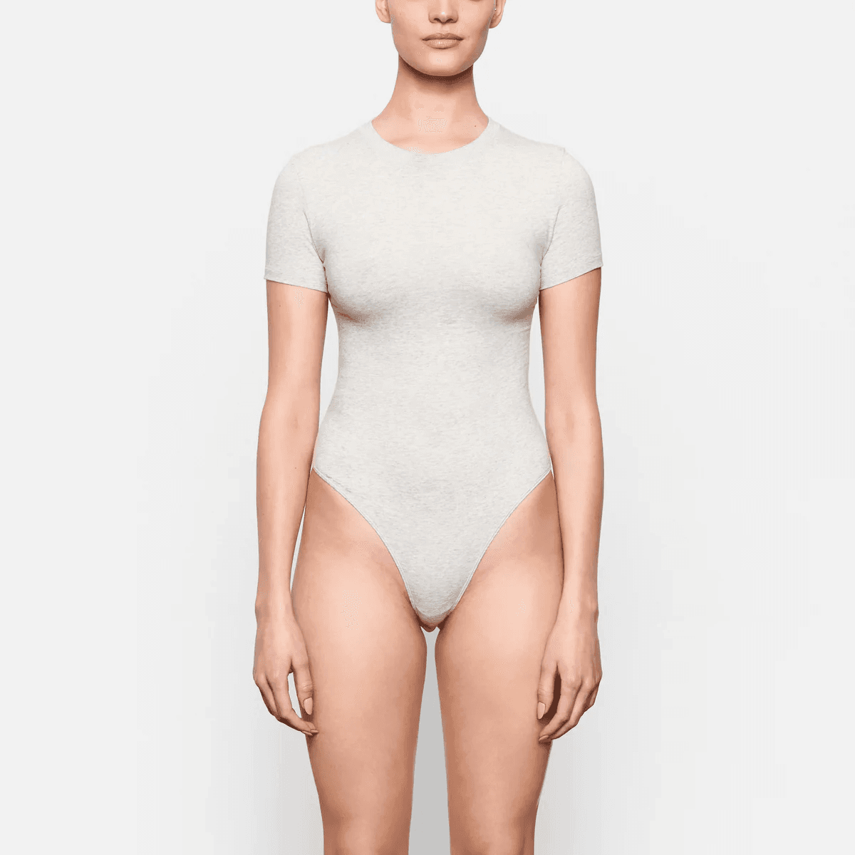 Skims COTTON JERSEY T SHIRT BODYSUIT Jumpsuit Light Heather Gray