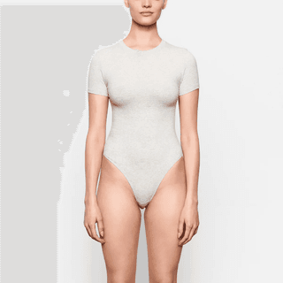 Skims COTTON JERSEY T SHIRT BODYSUIT Jumpsuit Light Heather Gray