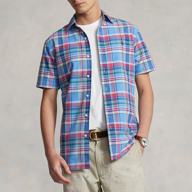 Polo Ralph Lauren Shirt Classic Version Blue Pink Multicolor