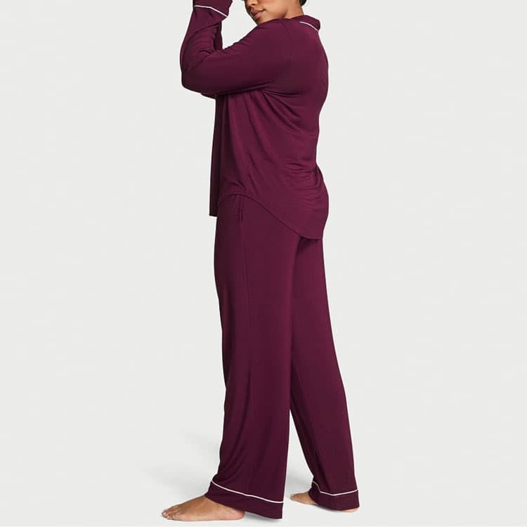 Victoria's Secret Modal Long Pajama Set Pajama Set Red Brown