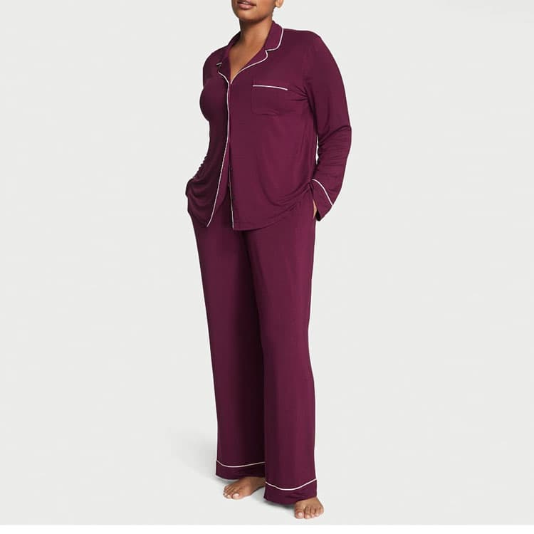 Victoria's Secret Modal Long Pajama Set Pajama Set Red Brown