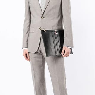 THOM BROWNE· Pebble Texture Calfskin Briefcase Medium Black
