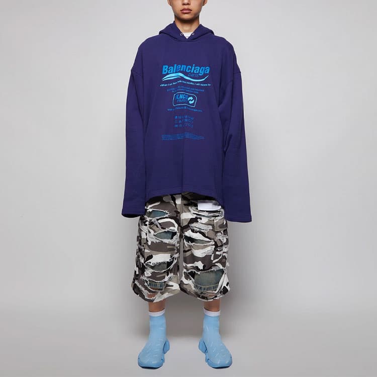 Balenciaga Dry Cleaning Logo Hoodie Blue