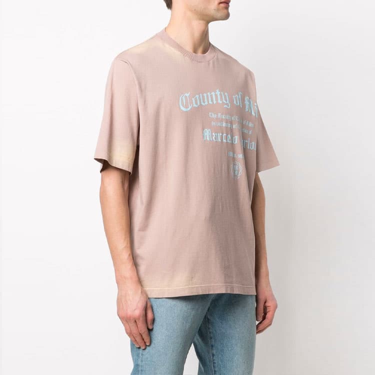 Marcelo Burlon T Shirts Pink Crew Neck Moderate Straight Fit