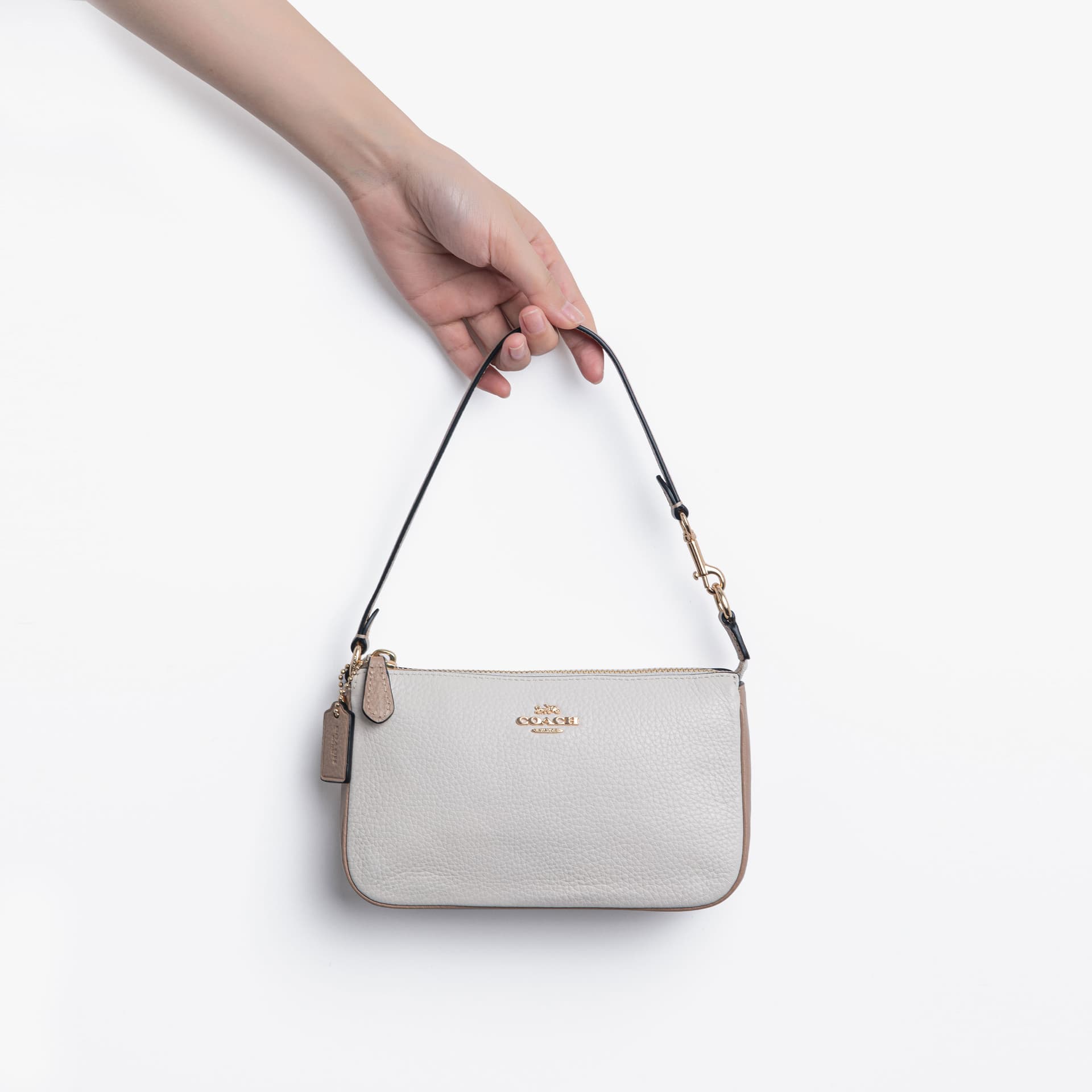 COACH Nolita Multicolor Pochette Handbag, Wrist Bag, Underarm Clutch Small Ecru