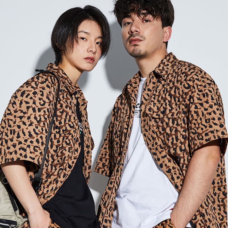 Dickies X WACKO MARIA Shirts Leopard Print Lapel Moderate Other