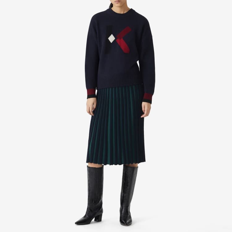 KENZO Sweaters Marine Blue Crew Neck Moderate A Line