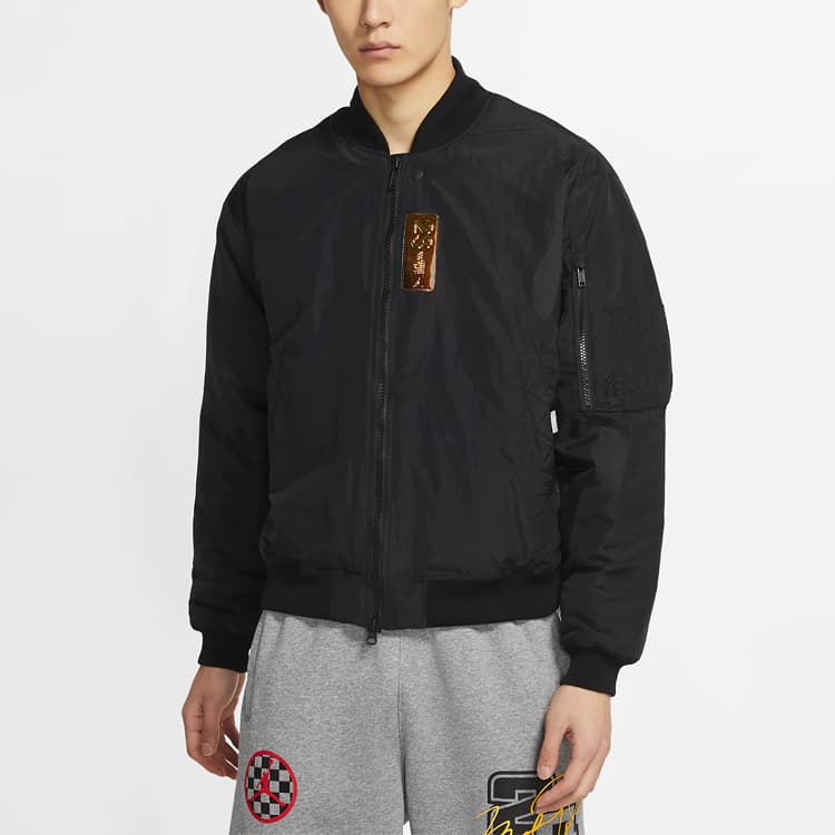 Jordan Jackets Black Baseball Collar Moderate Pilot