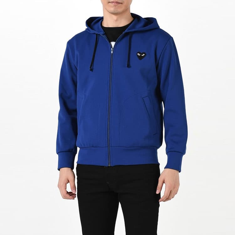 CDG Play Sweatshirt Jacket Blue
