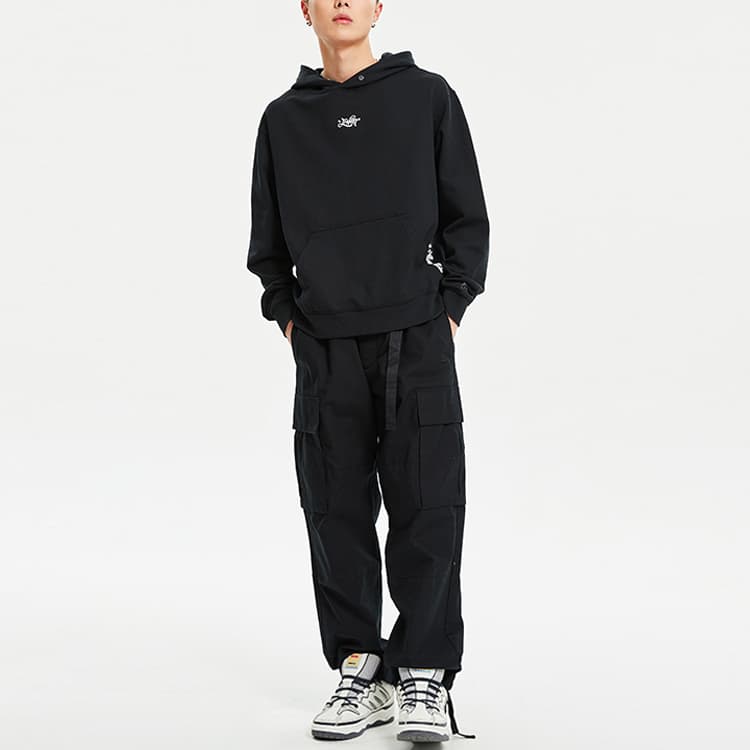 LiNing Sweatshirts Black Hooded Moderate Straight Fit
