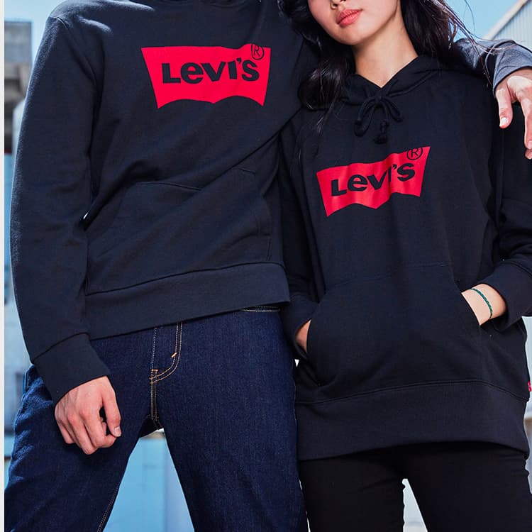 Levi's Sweatshirts Black Hooded Moderate Regular
