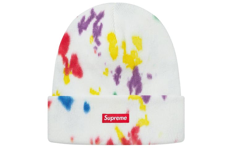 Supreme Splatter Dyed Beanie White