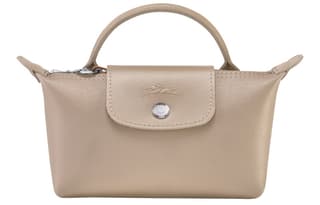 LONGCHAMP Le Pliage City Coated Canvas With Cow Handbag Small Beige