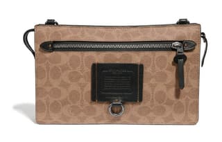 COACH Rivington Monogram Canvas With One Shoulder Crossbody Clutch Khaki