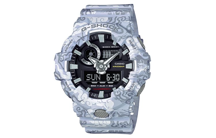 CASIO Men Liquid Crystal/Analog Dual Display Series Black Watch GA700CG7A White Tiger