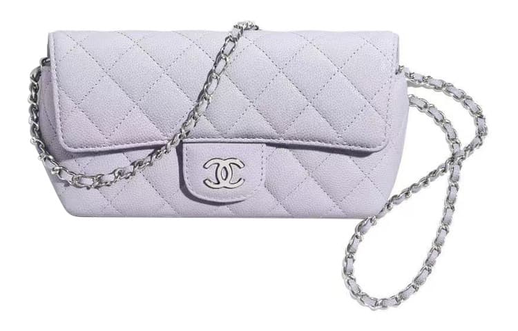 CHANEL Calfskin Storage Box Cell Phone Pouch Crossbody Eyeglass Pouch Lavender/Light Purple Box(Basic Set+Box)