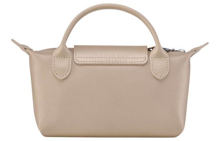 LONGCHAMP Le Pliage City Coated Canvas With Cow Handbag Small Beige