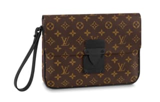 LOUIS VUITTON Coated Canvas Handbag Clutch Brown