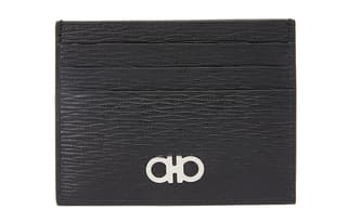 FERRAGAMO Cow Card Holder Card Holder Black/Red