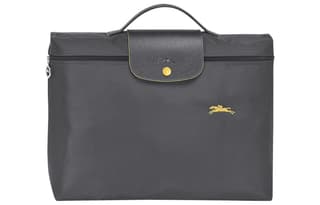 LONGCHAMP Le Pliage Club Cow Trim Handbag Briefcase Small Metal Gray