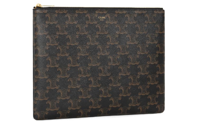 CELINE Triomphe Cow Clutch Regular Black