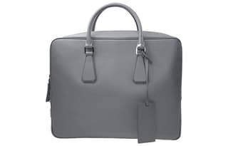 PRADA Saffiano Business Cow Handbag Briefcase Gray