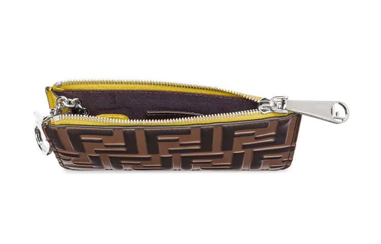 FENDI Calfskin Coin Purse Card Holder, Clutch Yellow