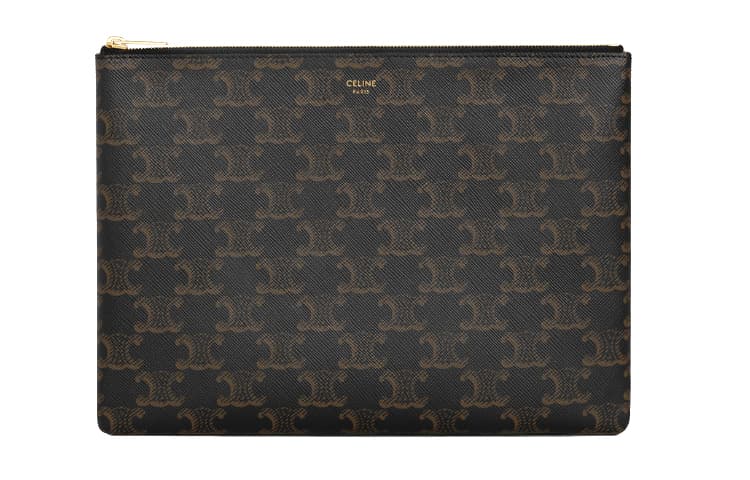CELINE Triomphe Cow Clutch Regular Black