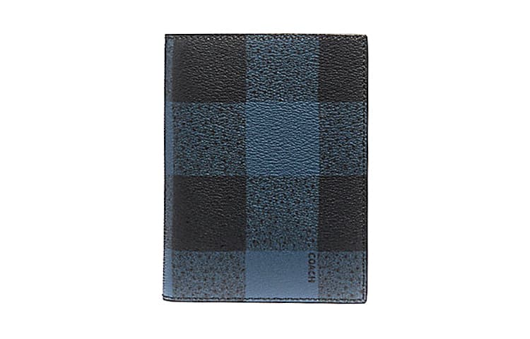 COACH Coated Canvas Passport Holder Blue/Black Antique Nickel