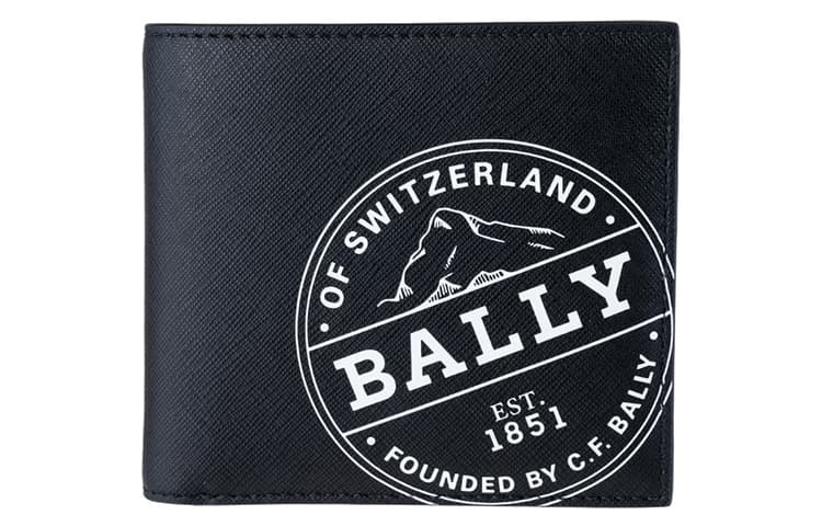 BALLY Canvas Wallet, Business Card Holder, Coin Purse, Wallet Black Basic Set (Bag+Dust Bag)