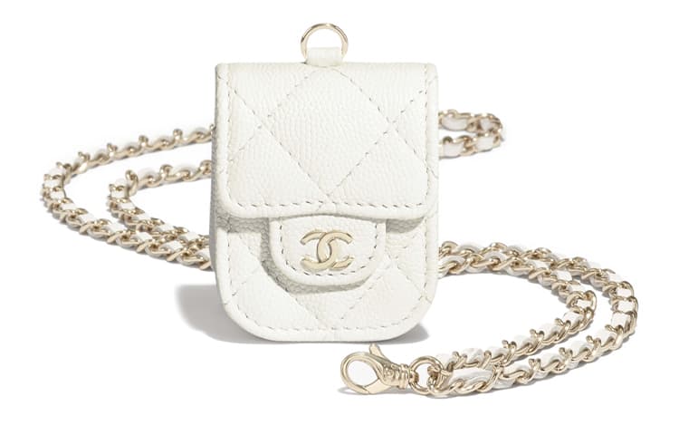 CHANEL Calfskin With Gold Tone Metal Clutch Headphone With Earphone Case White Box(Basic Set+Box)