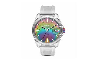 DIESEL MS9 Chameleon Collection Wrist Quartz Movement Silicone Strap Multicolor Watch Dial