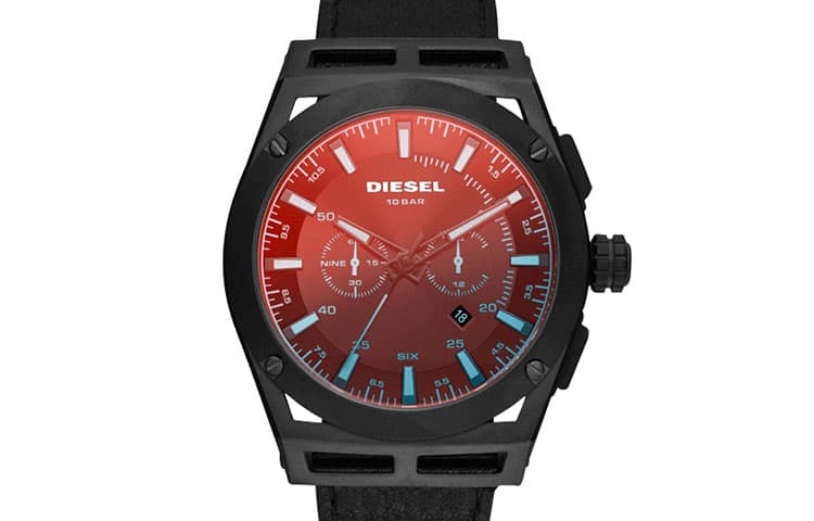 DIESEL TIMEFRAME Wrist Quartz Movement Strap Black Dial Black