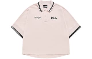 FILA FUSION Polo Shirts Dirty Peach Pink Polo Collar Moderate Straight Fit
