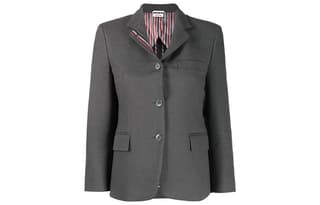 THOM BROWNE Business Suits Dark Gray V Neck Moderate